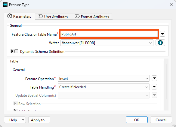 Changing writer feature type name